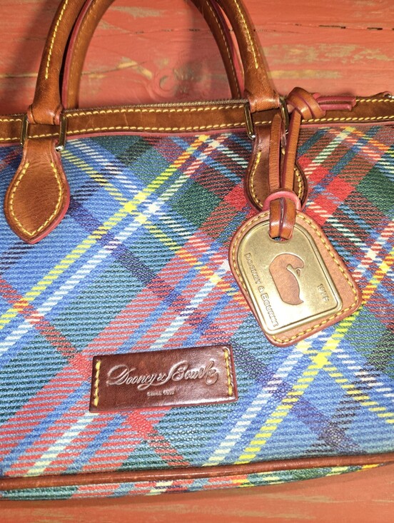 Dooney & Bourke Other - Dooney & Bourke Multicolor Plaid Duffel with Brown Leather Trim